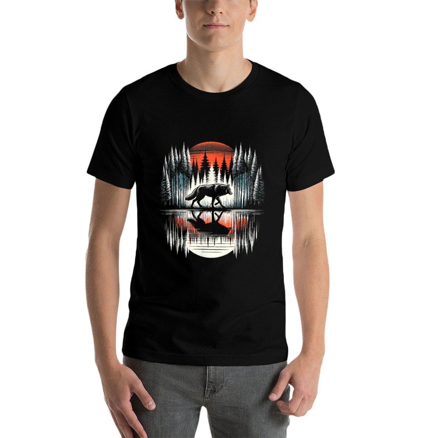 Wolf Forest Nature Wildlife Cotton T-Shirt