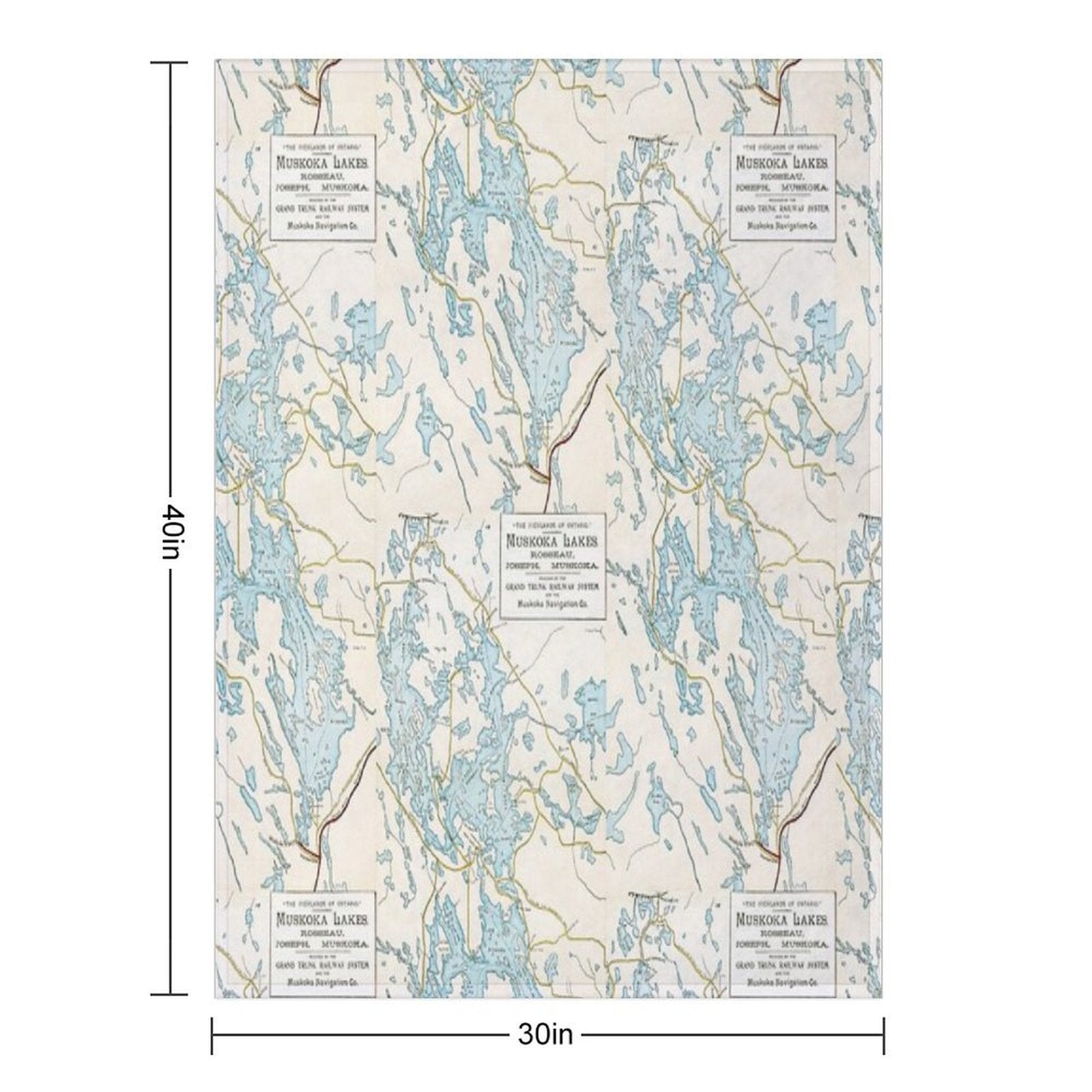 Vintage Muskoka Lakes Map Quick-dry Throw Blanket
