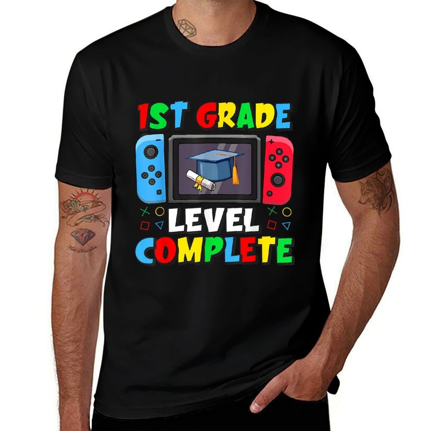 1st Grade Level Complete Last Day Of School Video Game Boys High-quality Stitching T-Shirt