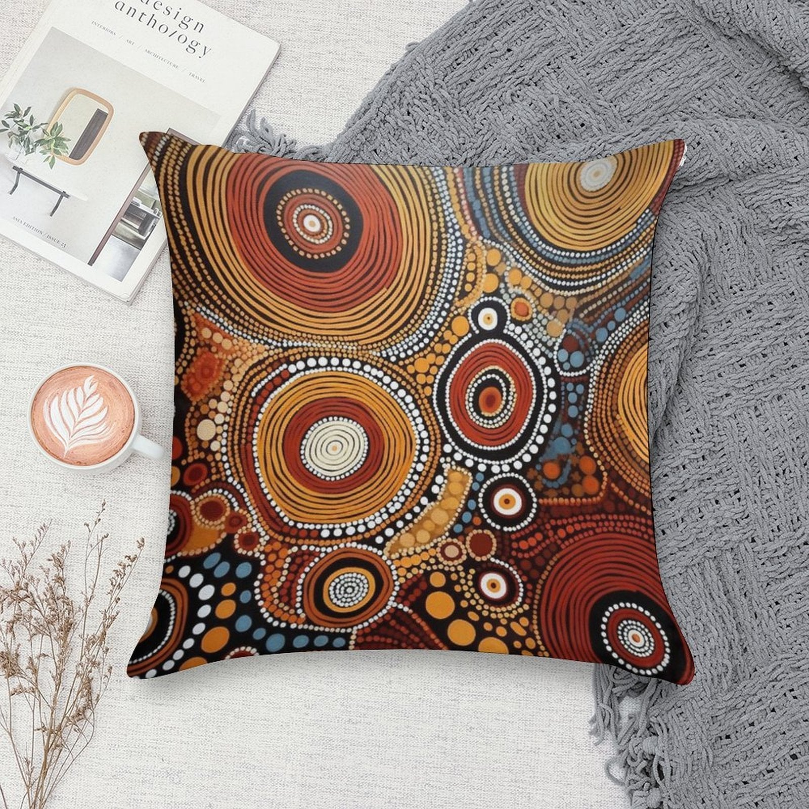 Aboriginal Art Print Soft Home Decor Throw Pillow