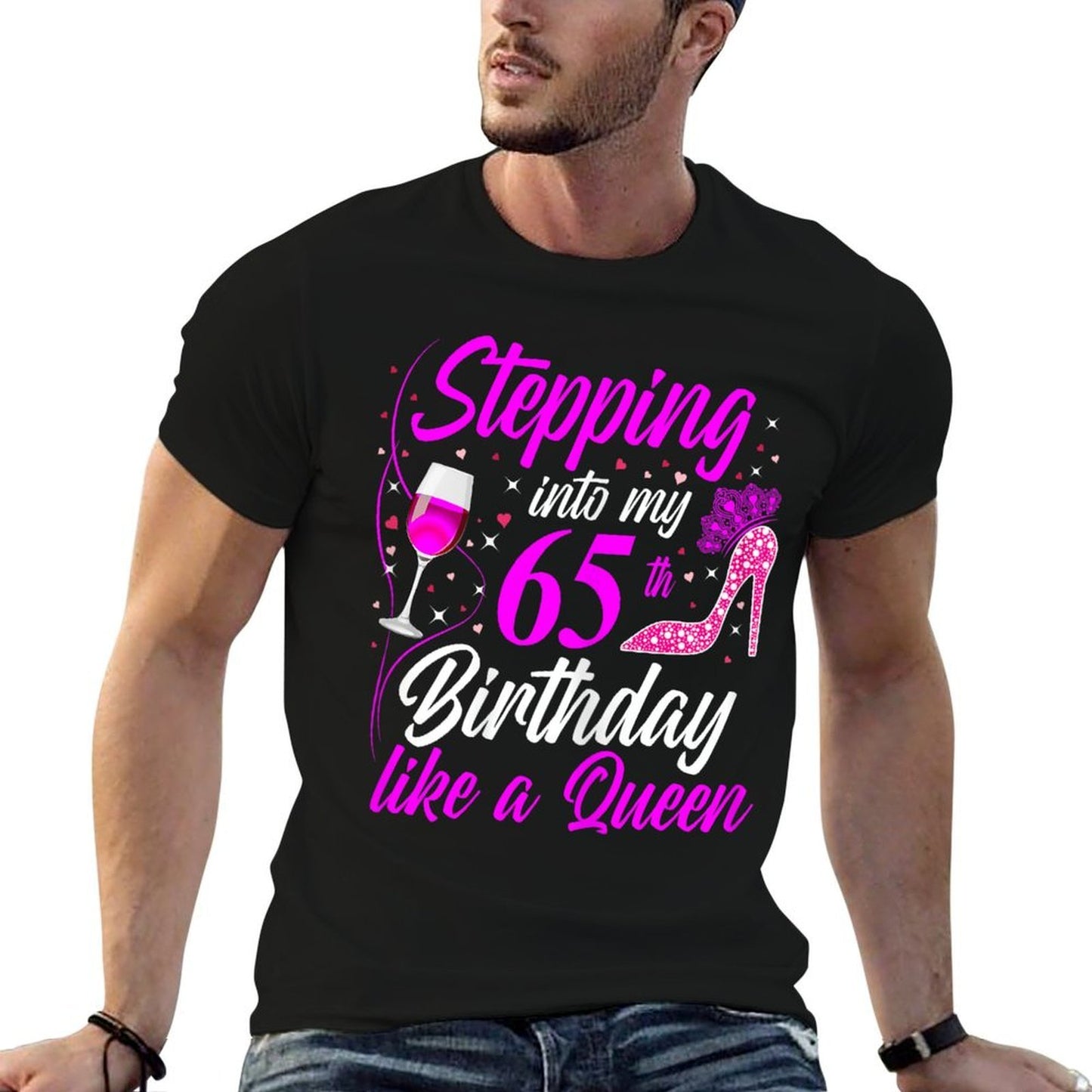 Stepping Into My 65th Birthday Like A Queen I 65th Birthday Summer-ready Fabric T-Shirt