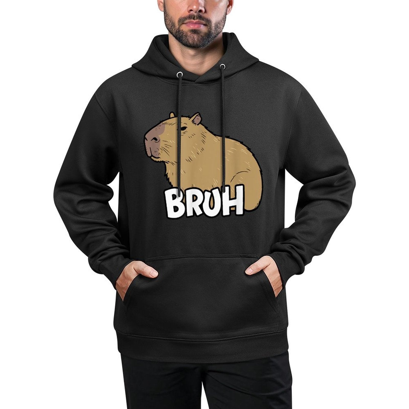 Capybara Meme Saying Bruh With Capybara Boys Girlsns Machine Washable Hoodie