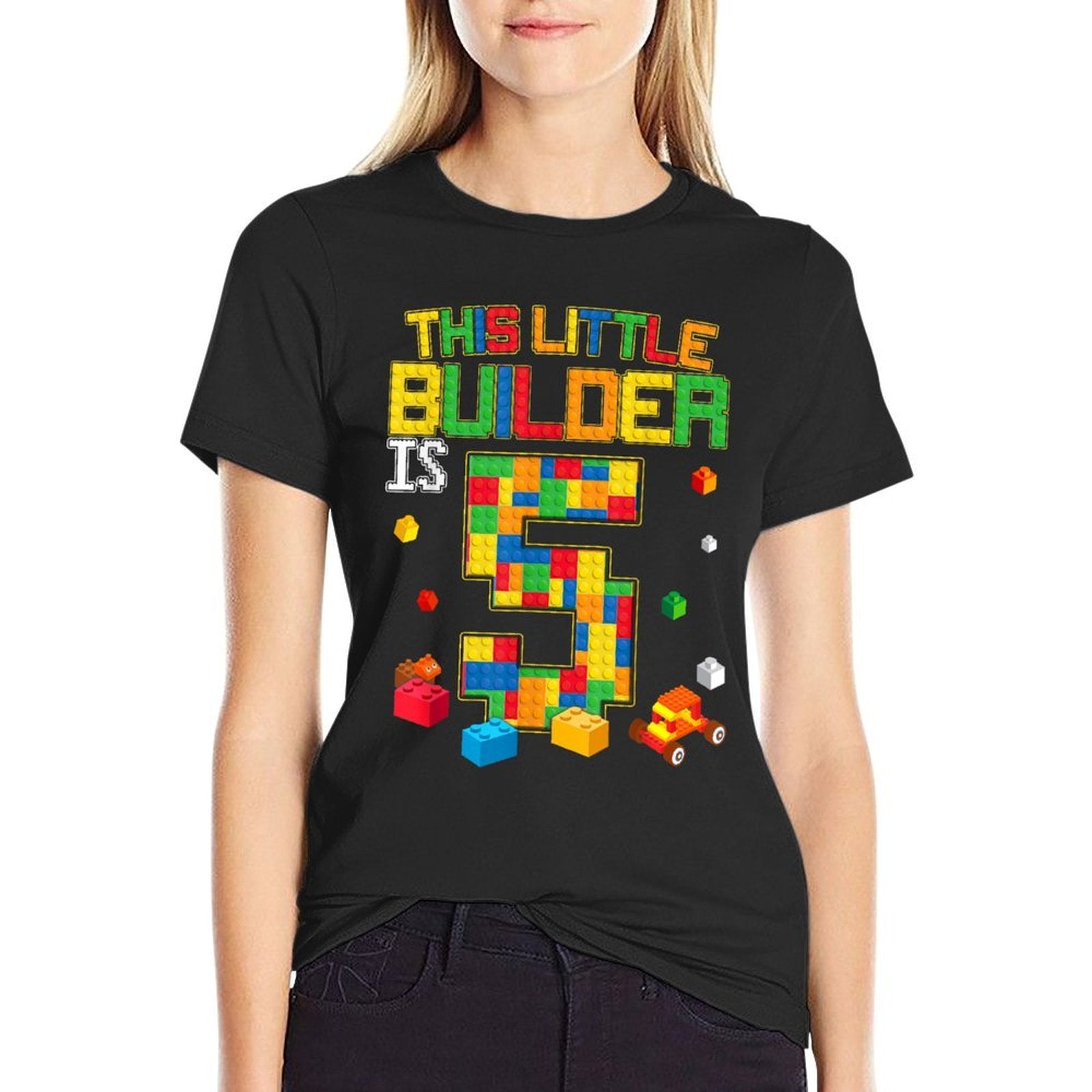 Building Blocks 5 Years Old Birthday Boy  Graphic-printed T-Shirt