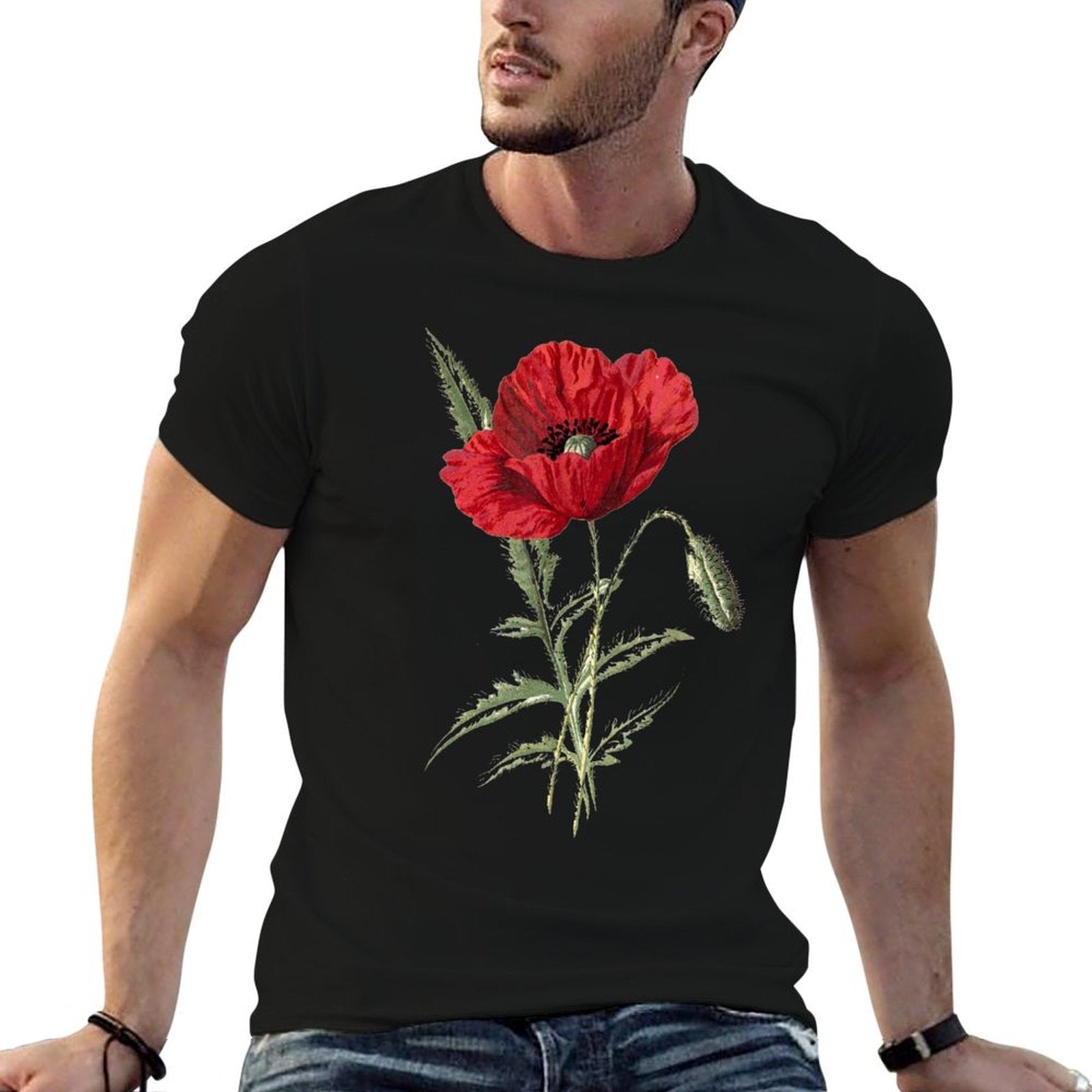 Red Poppy Flower, Red Botanical Poppies, Poppy  Soft T-Shirt