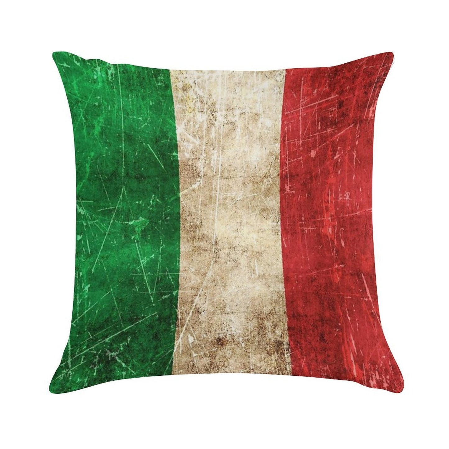 Vintage Aged And Scratched Italian Flag Soft Durable Construction Throw Pillow