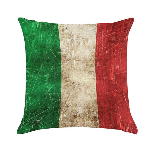 Vintage Aged And Scratched Italian Flag Soft Durable Construction Throw Pillow