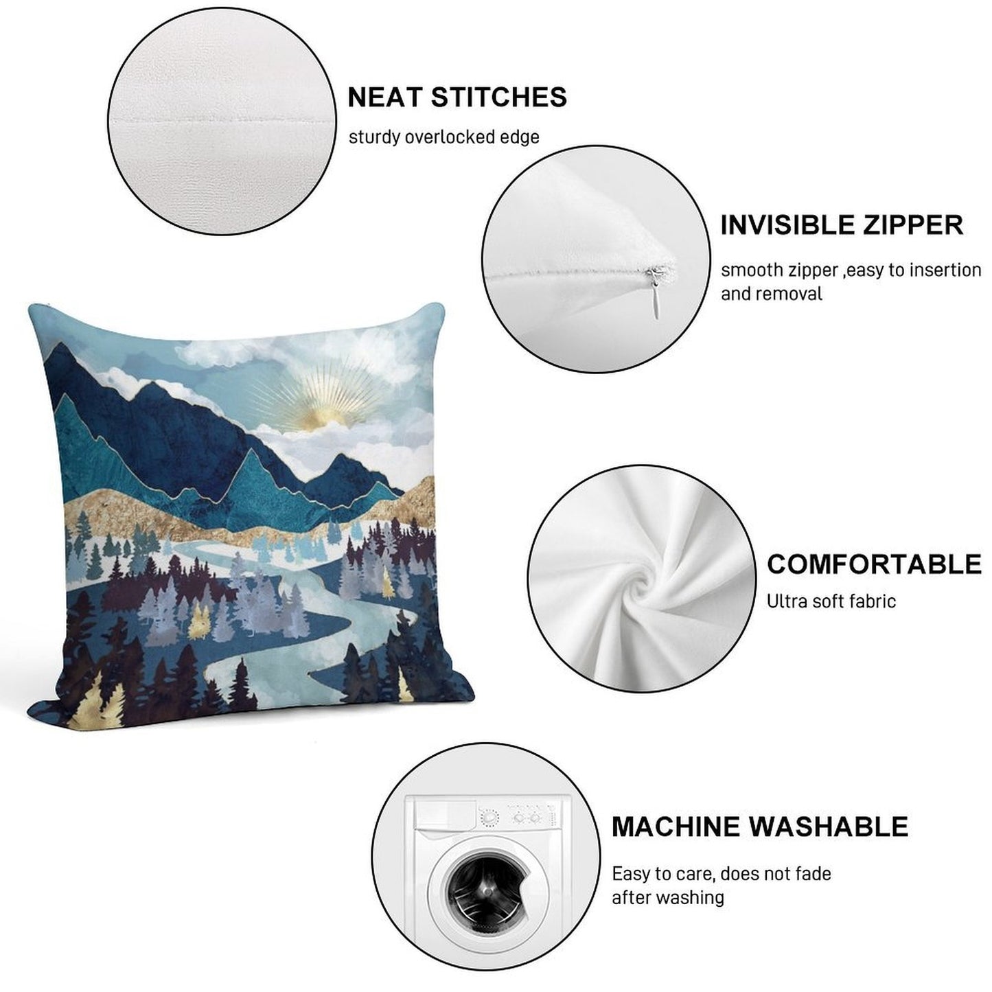 Valley Sunrise Soft Shrink-Resistant Throw Pillow