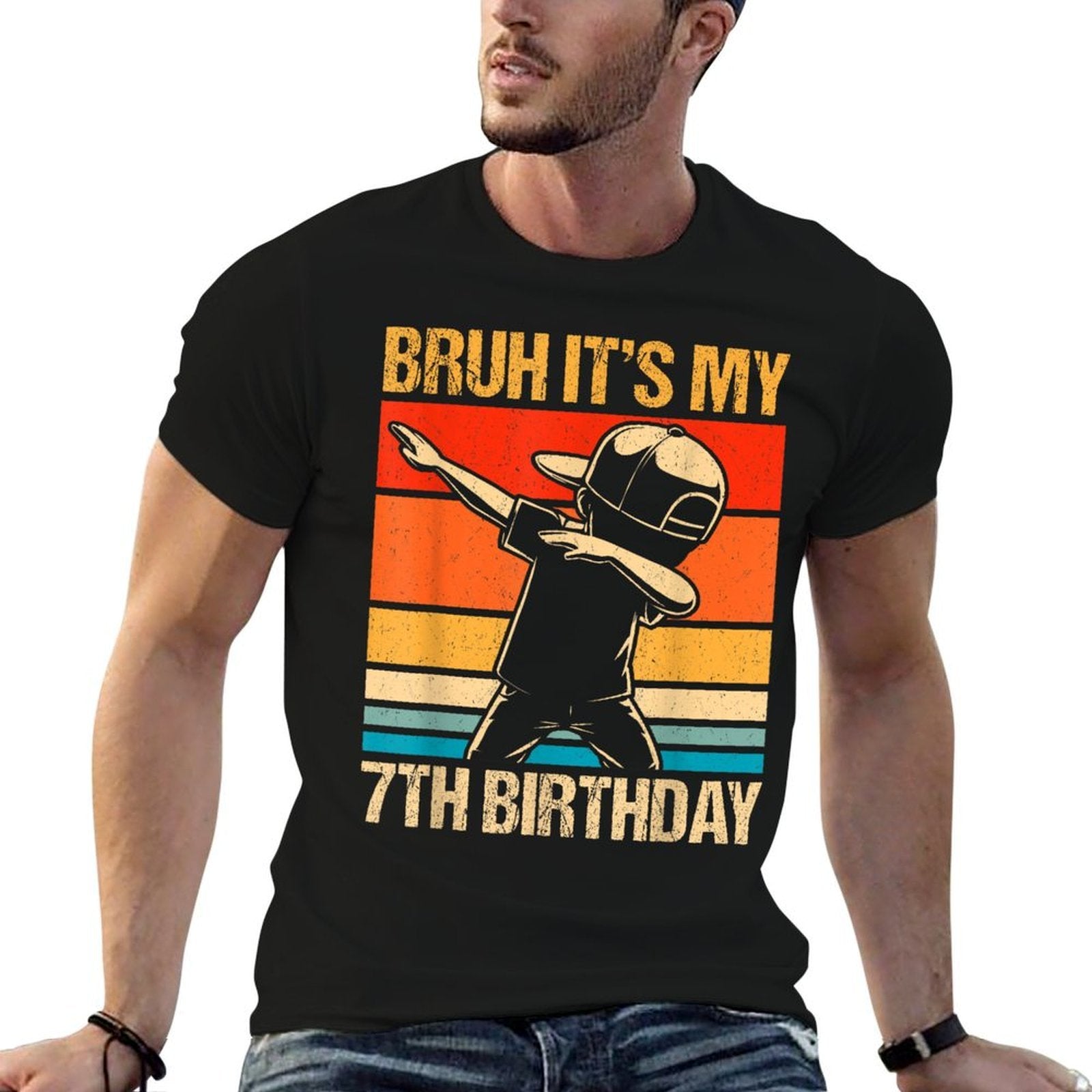 7 Year Old Birthday Dabbing Boy Bruh It's My 7th Birthday  Quick-drying T-Shirt