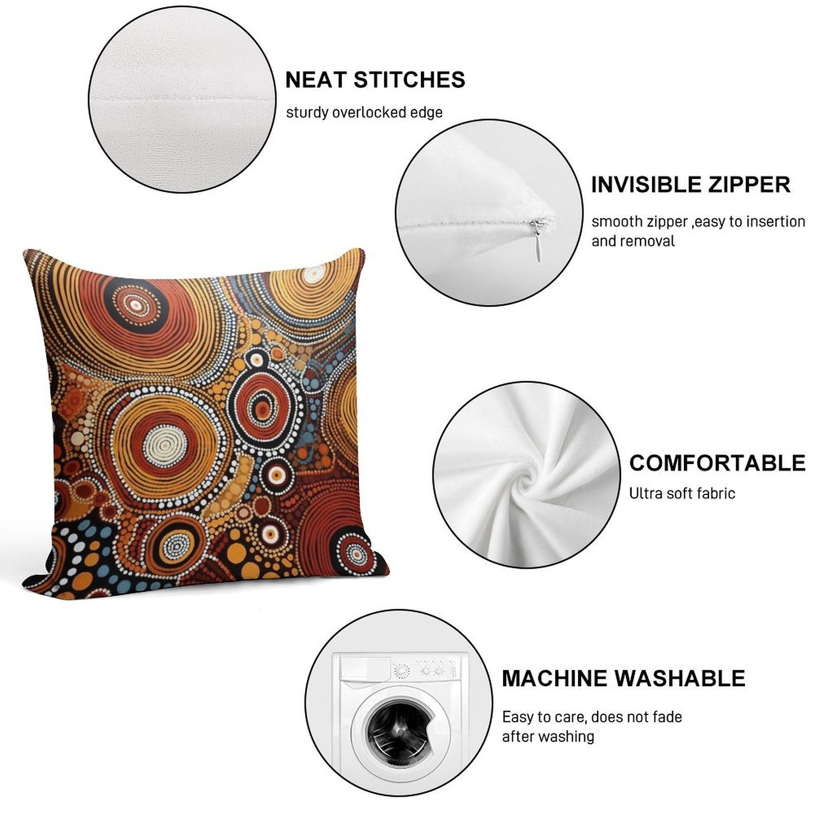 Aboriginal Art Print Soft Home Decor Throw Pillow