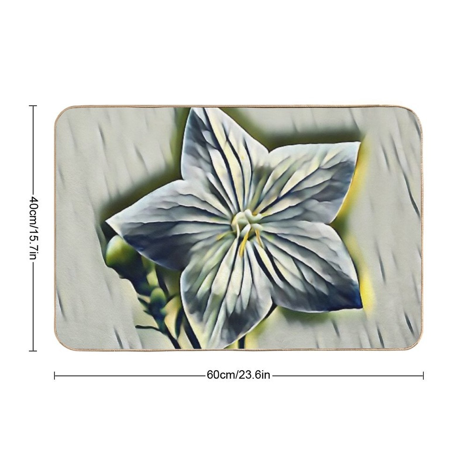 7 Elegant White Flower Designs with Yellow Heart  Minimal Floral Art Print  Toxin-Free Bath Mat