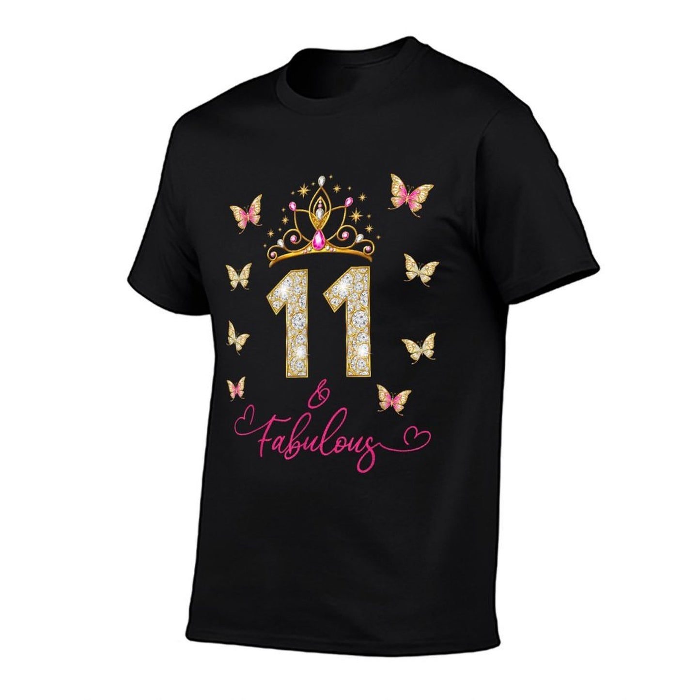 11 And Fabulous, 11 Years Old Girls, 11th Birthday Heathered Texture T-Shirt