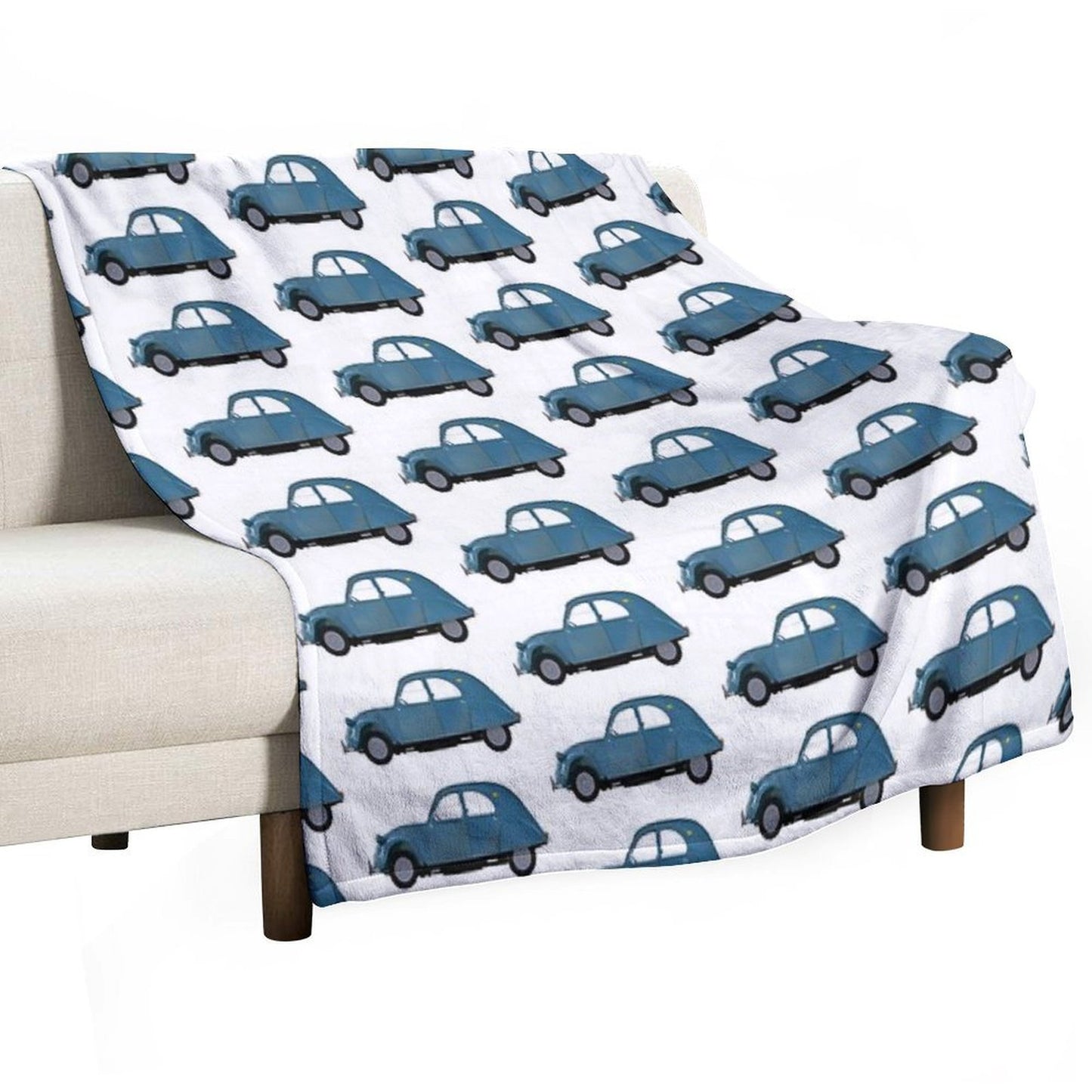 2CV Deux Chevaux Teal Version Velvety-soft Throw Blanket
