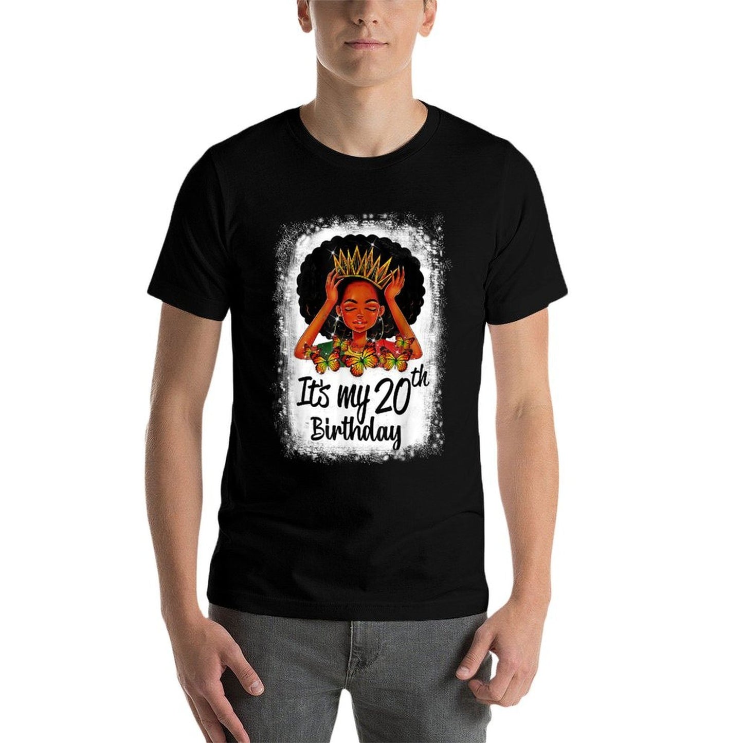 20 Years Old Black Melanin Women Girl It's My 20th Birthday Stretchy T-Shirt