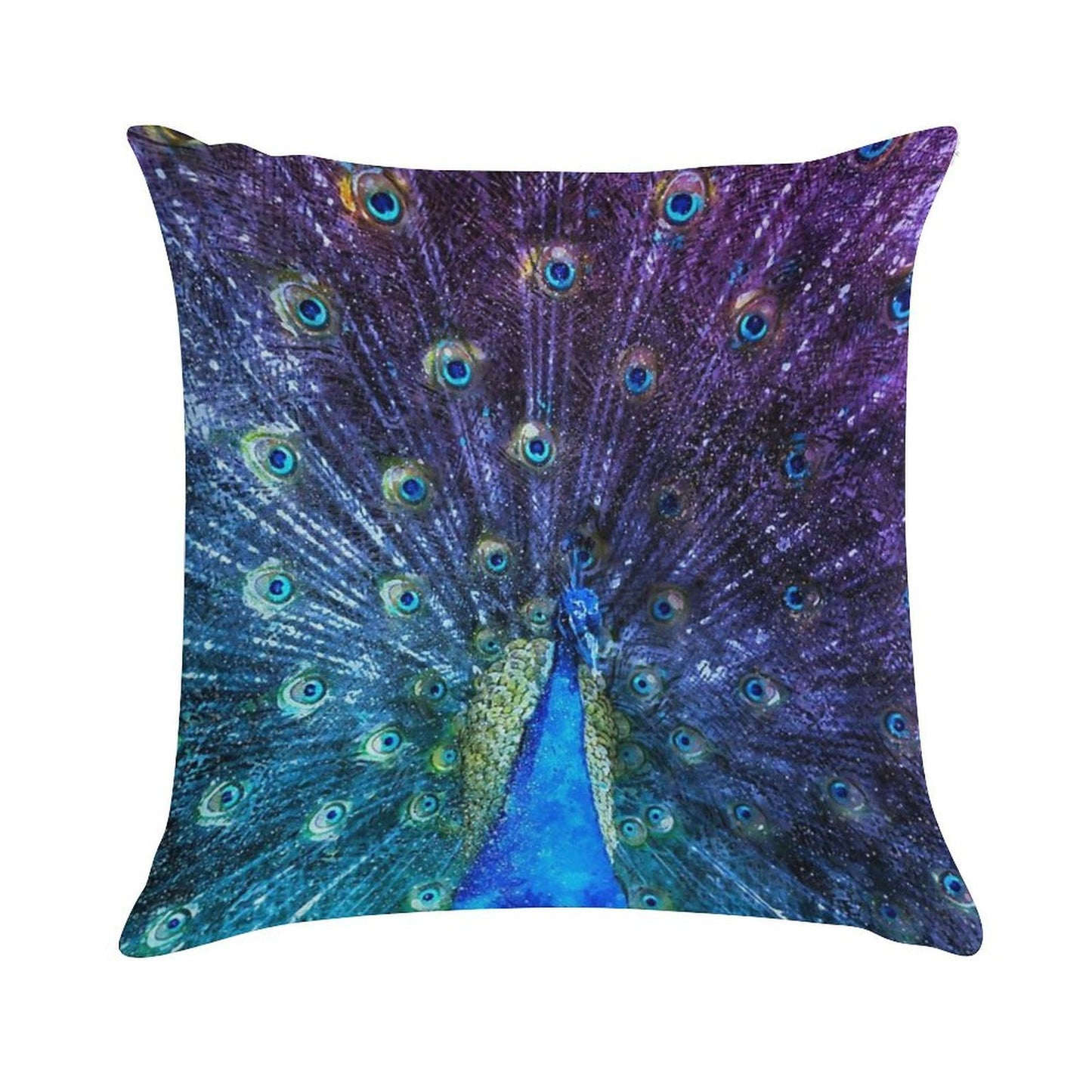 Watercolor Peacock in Purple Soft Warmth Comfort Throw Pillow