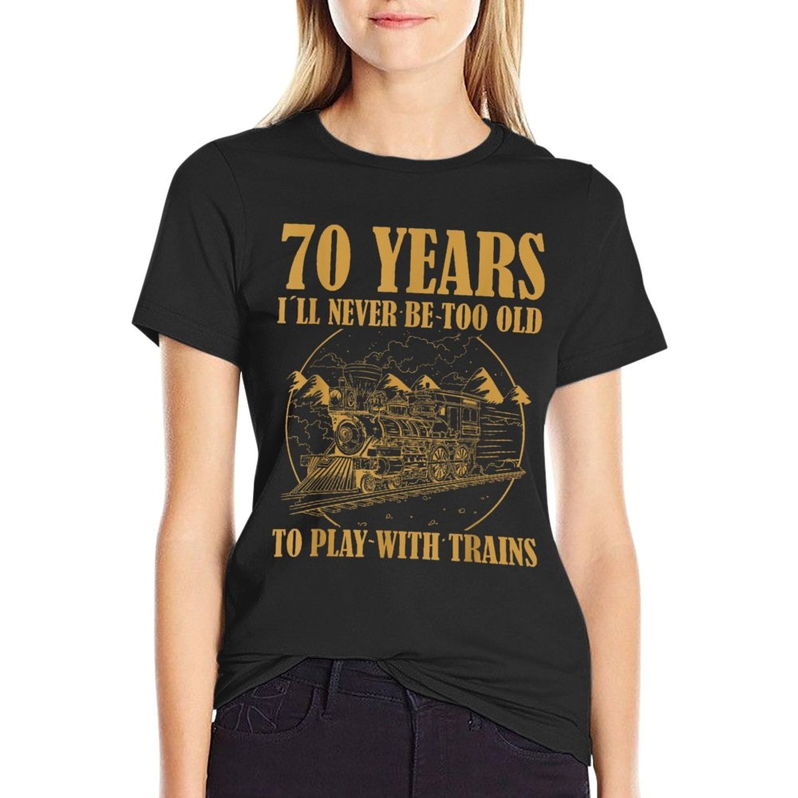 70 Year Old Vintage Railroad Steam Train 70th Birthday  Heathered Texture T-Shirt