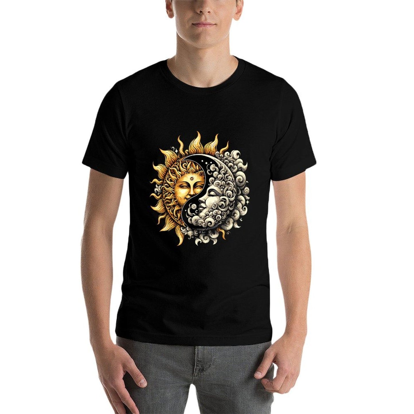 Sun And Moon Yin Yang Oversized Silhouette T-Shirt