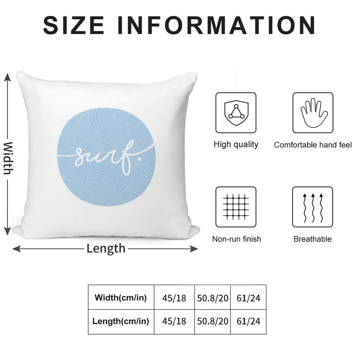 Surf. Soft Short Plush Fabric Throw Pillow