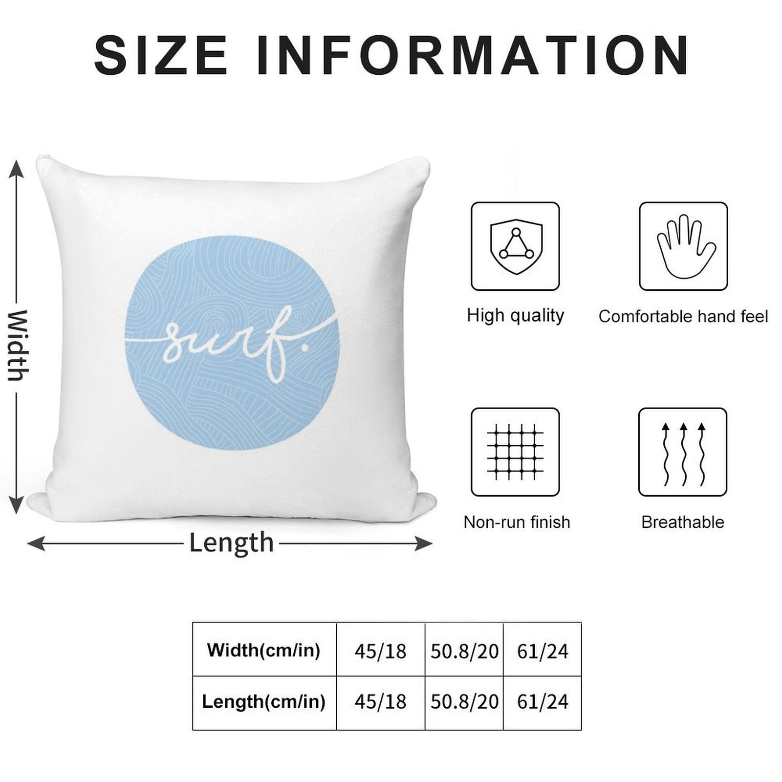 Surf. Soft Short Plush Fabric Throw Pillow