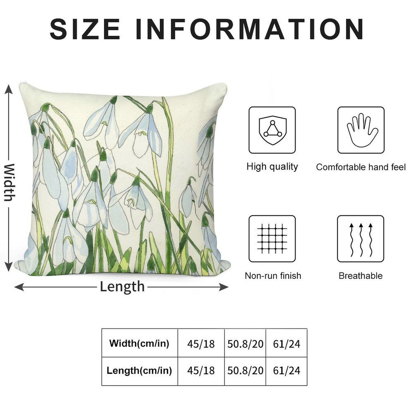Snowdrops Watercolour Painting Soft Skin-Friendly Throw Pillow