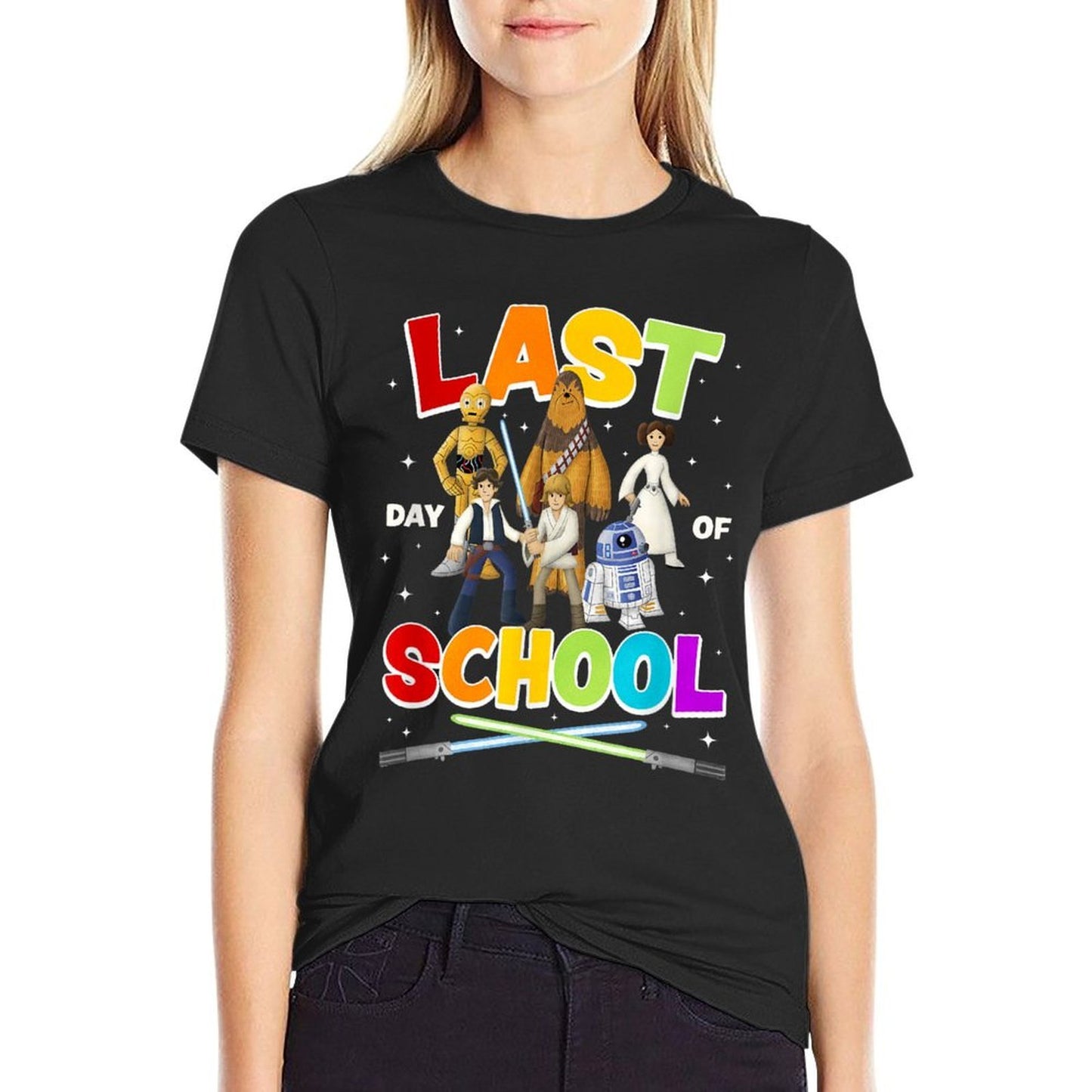 Star Wars Classic Last Day Of School Rainbow Bold Logo Affordable Price T-Shirt