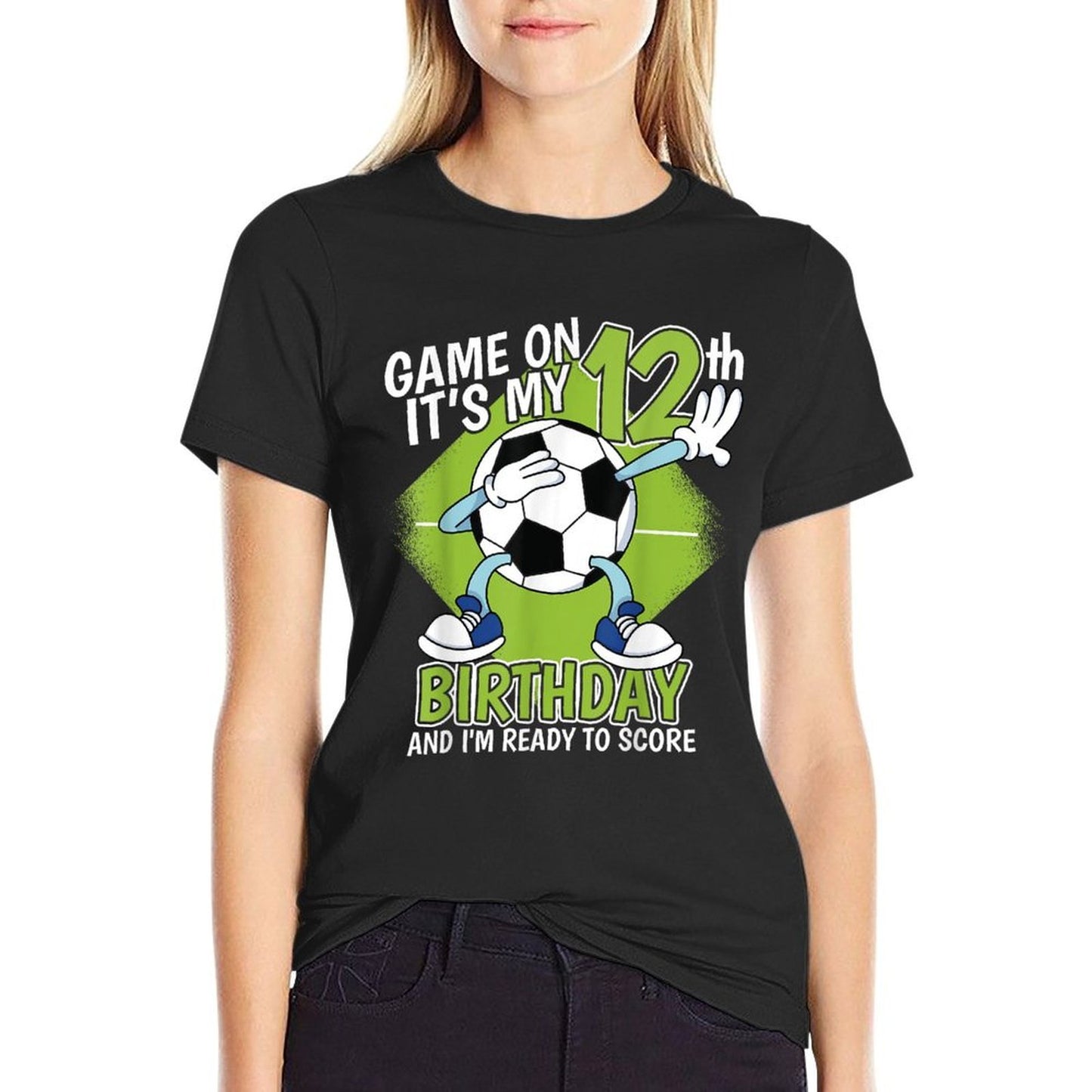 12 Year Old Soccer Player Boy 12th Birthday Soccer Theme Tagless Design T-Shirt