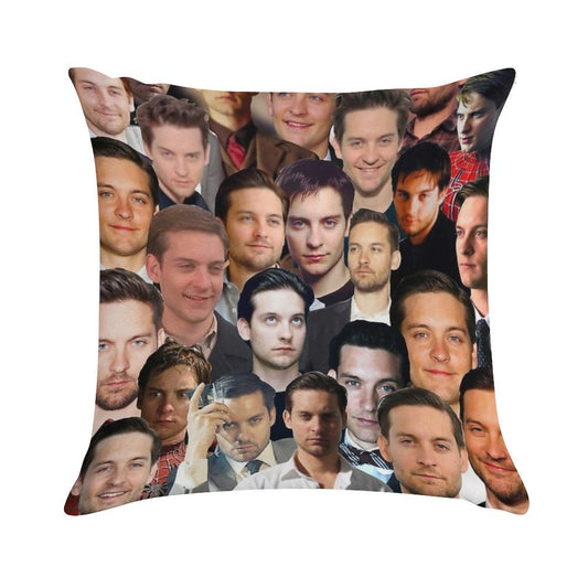 Tobey Maguire Photo Collage Soft Luxury Feel Throw Pillow