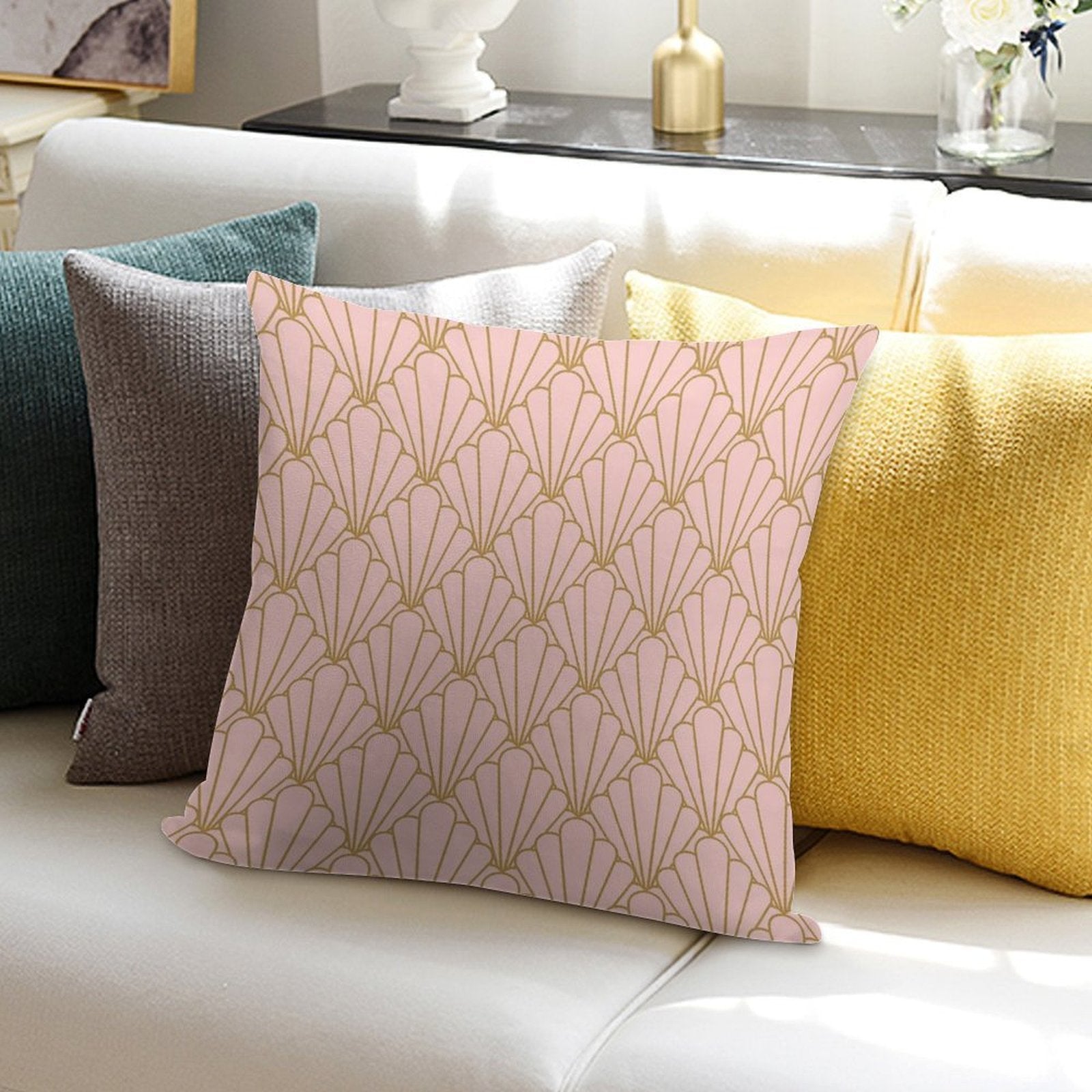 Art Deco Series - Rose And Gold Soft Home Decor Throw Pillow
