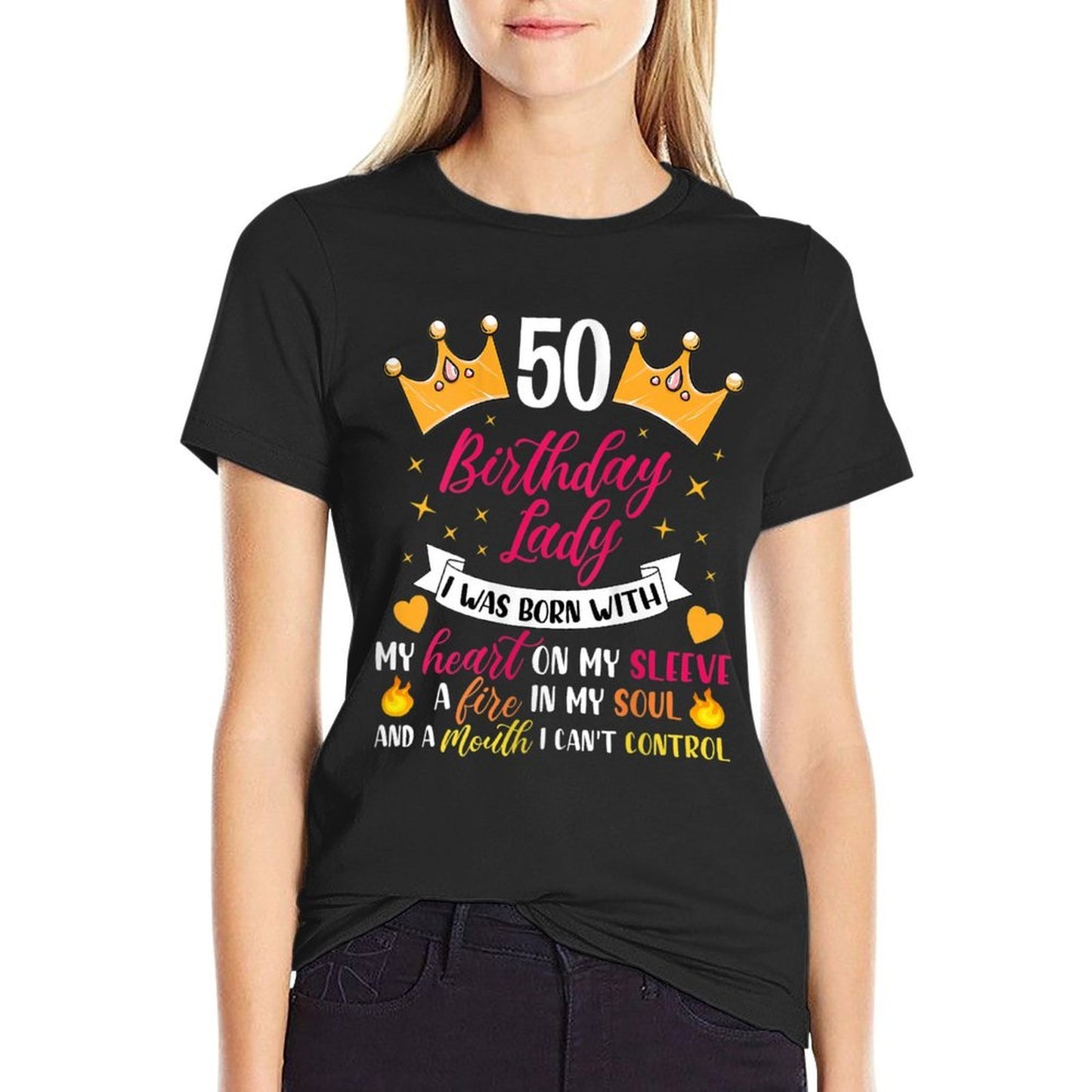 Womens 50th Birthday Lady 50 Years Old Woman Trendy Pattern T-Shirt