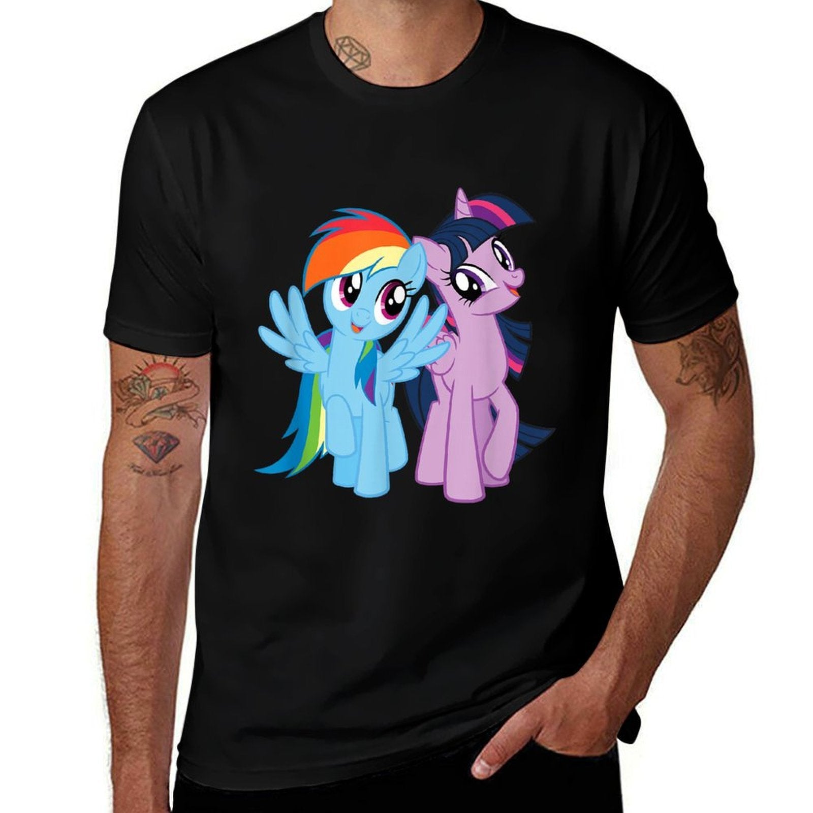 My Little Pony Rainbow Dash And Twilight Sparkle  Slim-fit Cut T-Shirt