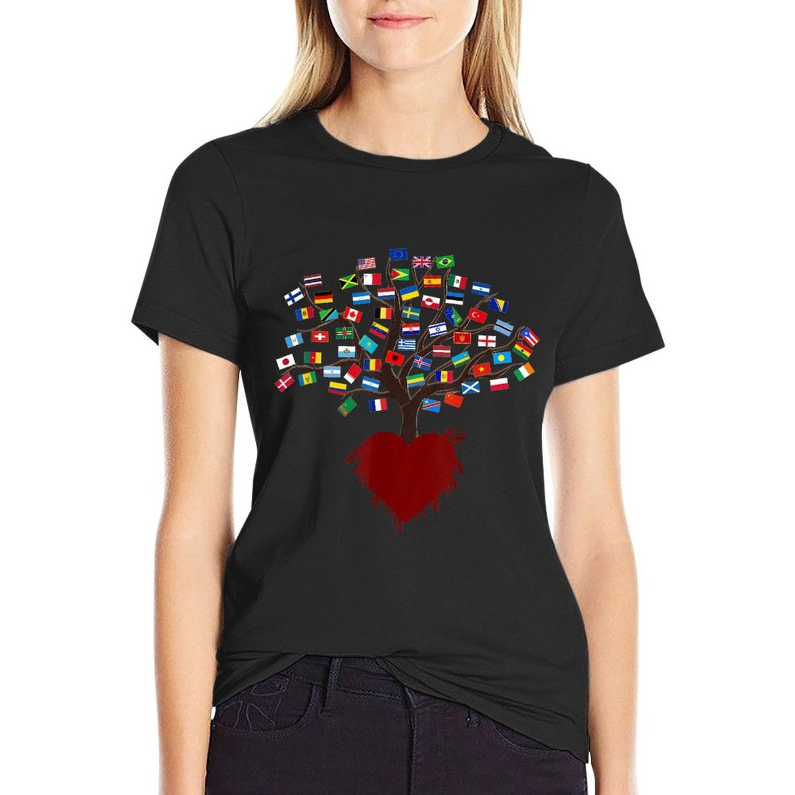 Heart Ands of The Countries of The World, Worlds  Wrinkle-resistant T-Shirt