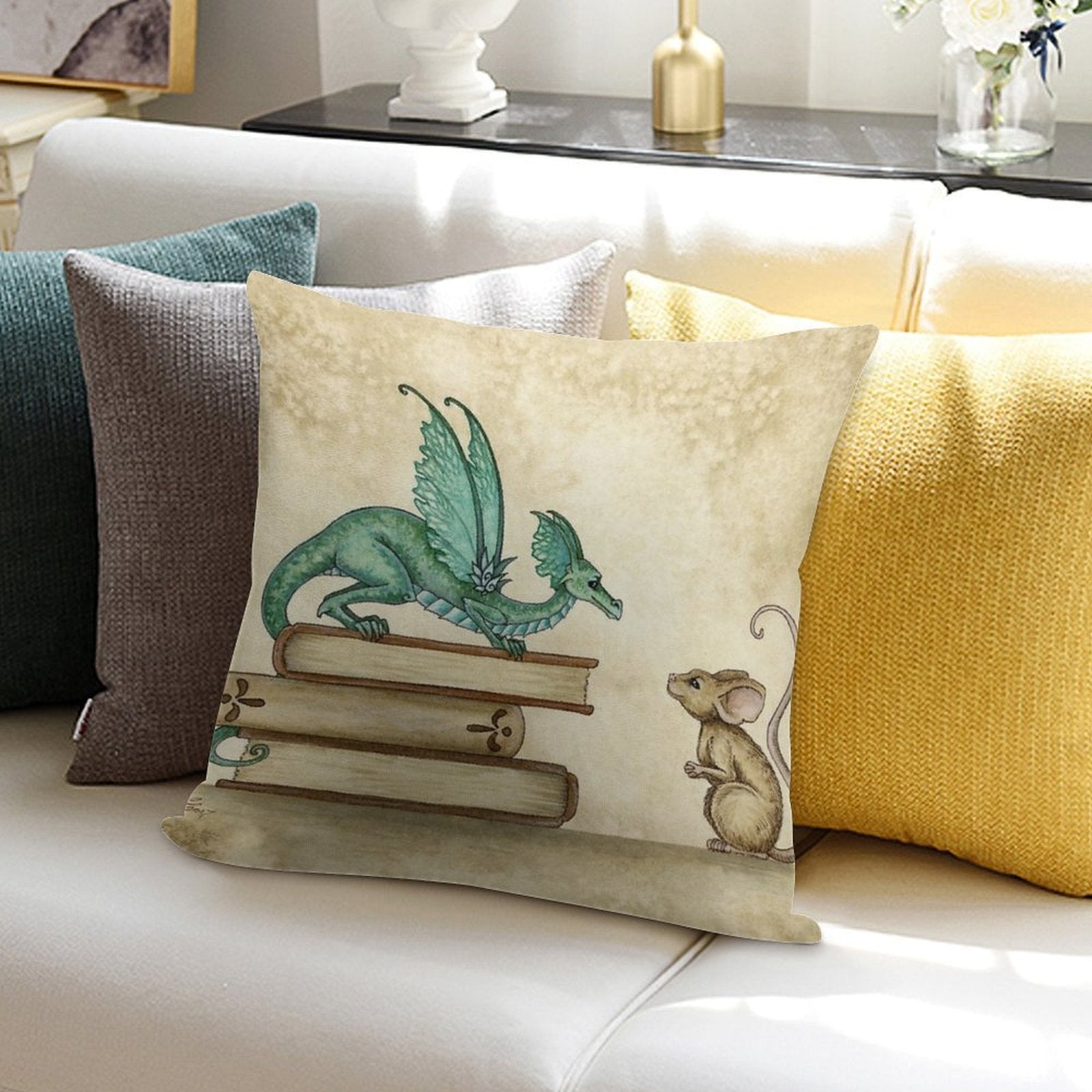 A Curious Encounter Soft Shrink-Resistant Throw Pillow
