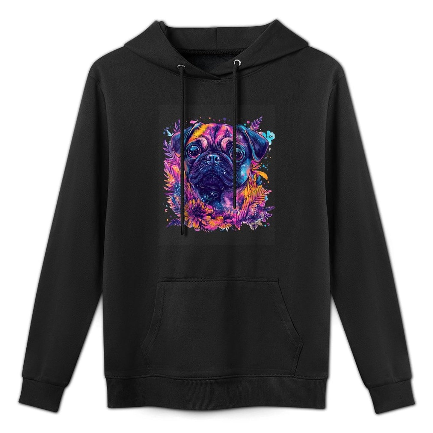 Womens Cute Pug Owner Pug Lover Colorful Portrait Dog Pug Easy Care Hoodie