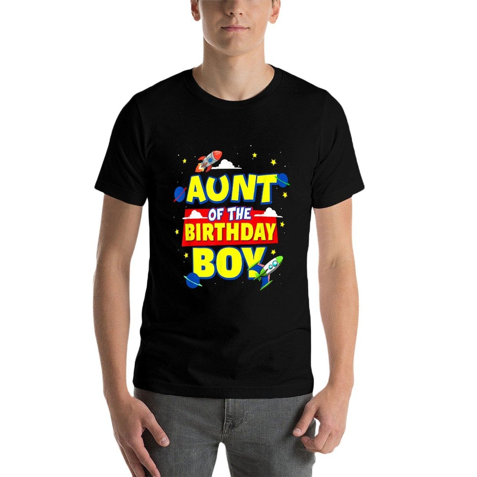 Aunt Of The Birthday Astronaut Boy Outer Space Theme Party  Vintage-inspired T-Shirt