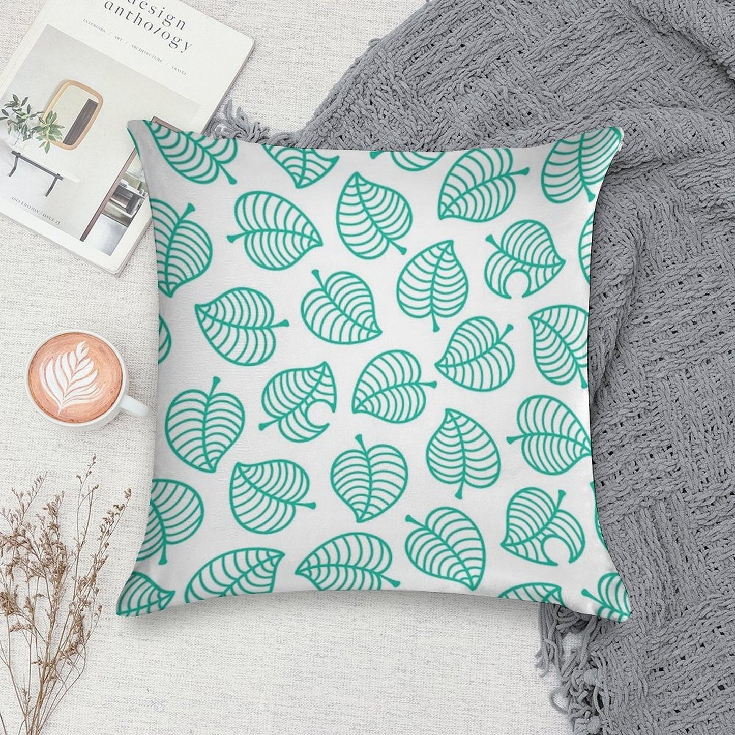 Tanuki Leaf Soft Easy Maintenance Throw Pillow