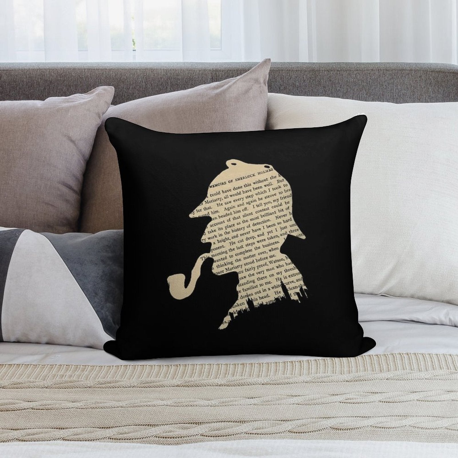 Classic Sherlock Holmes Soft Easy Maintenance Throw Pillow