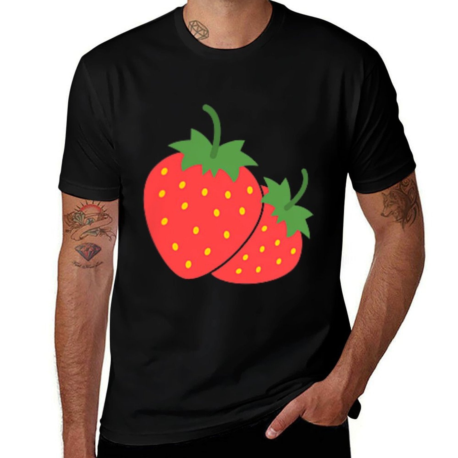 Strawberry Pocket Strawberry Art Trendy  Stretchy T-Shirt