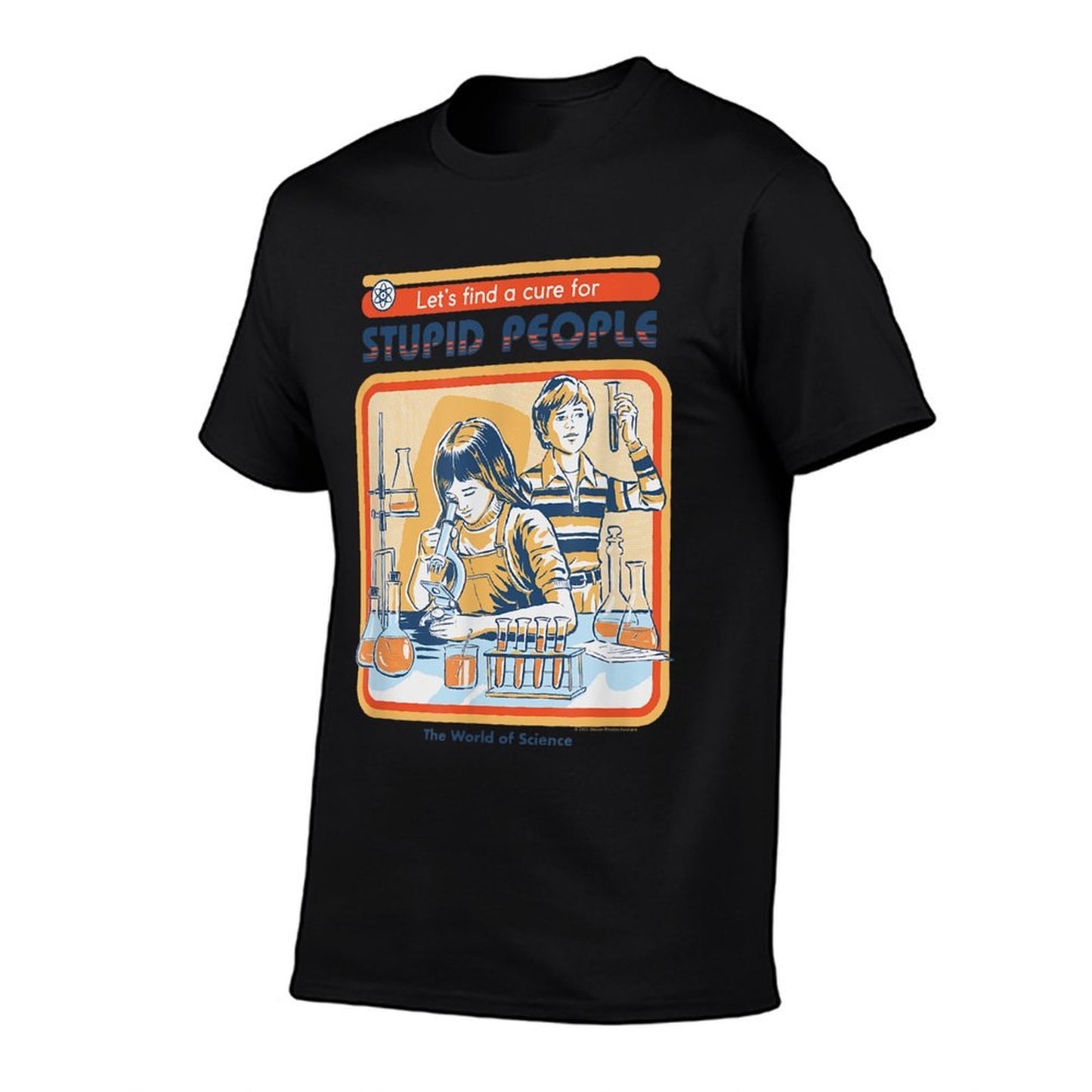 Steven Rhodes Lets Cure Stupid People Lab Retro Dark Humor Ribbed Collar T-Shirt