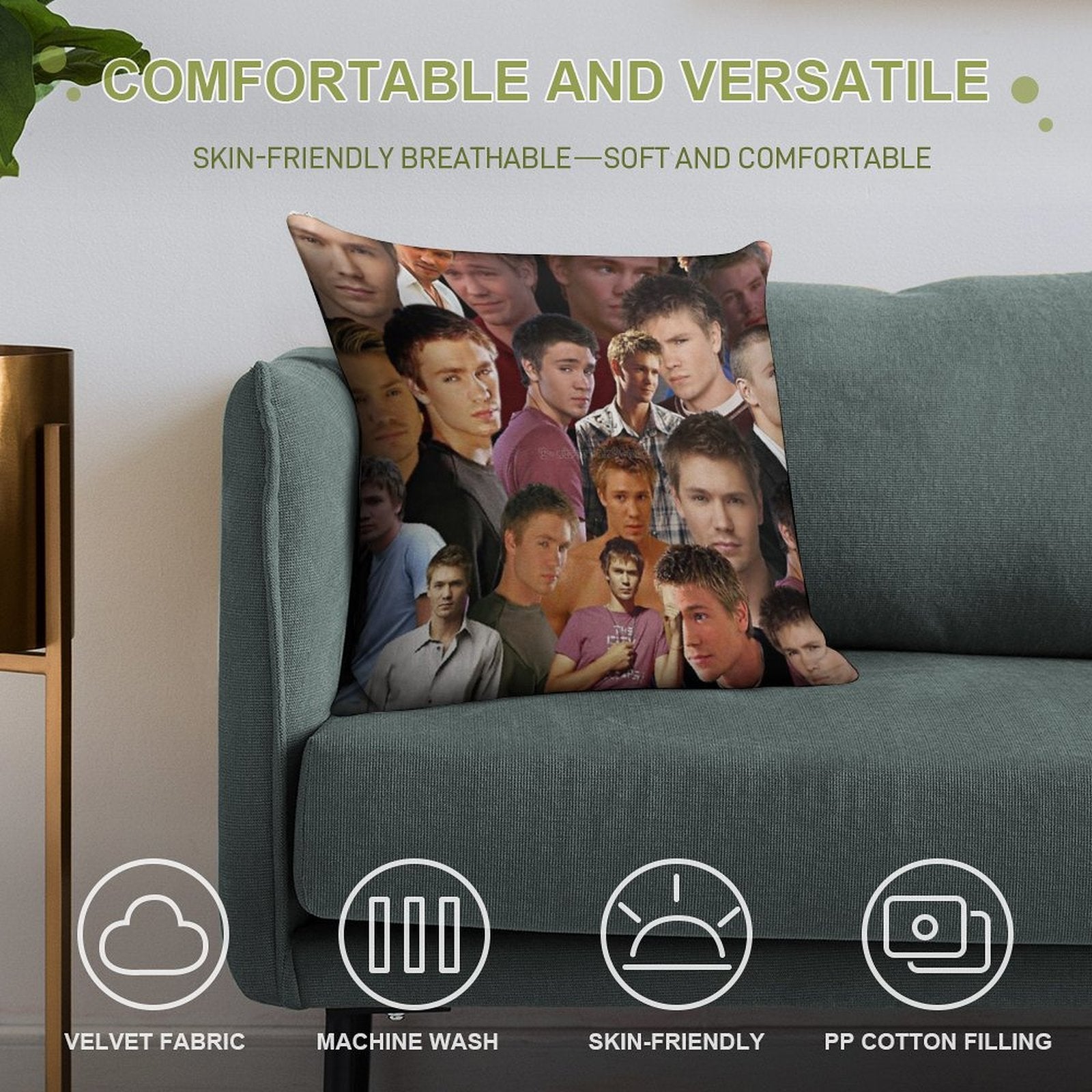 Lucas Scott Photo Collage Soft Decorative Cover Throw Pillow