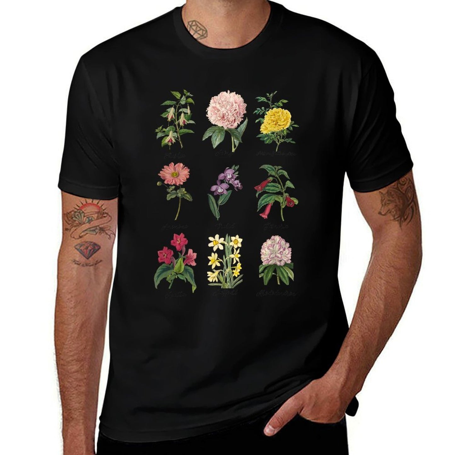Vintage Botanical Floral Flower, White  Soft T-Shirt