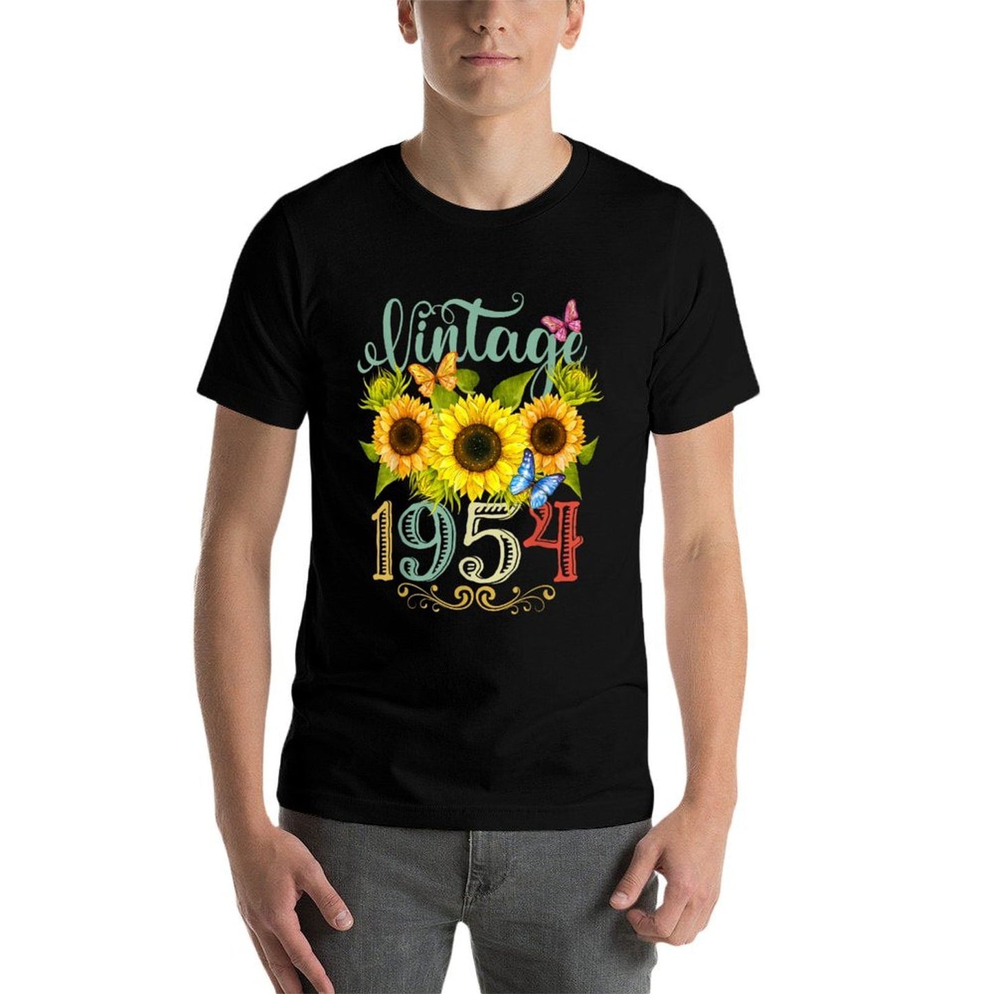 Sunflower Floral Butterfly Vintage 1954 Funny 70th Birthday Versatile T-Shirt