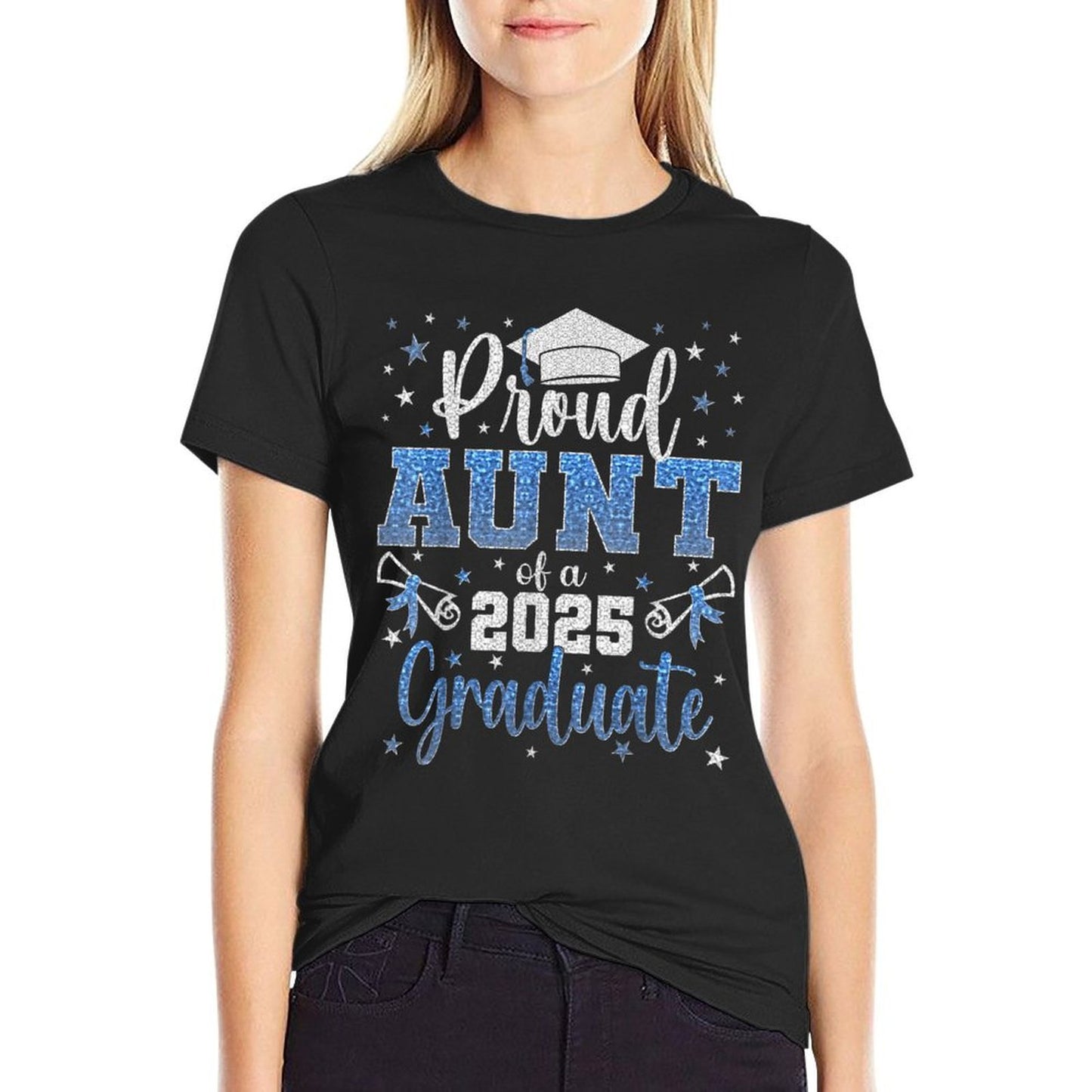Super Proud Aunt of 2025 Graduate Senior Graduation Family Graphic-printed T-Shirt