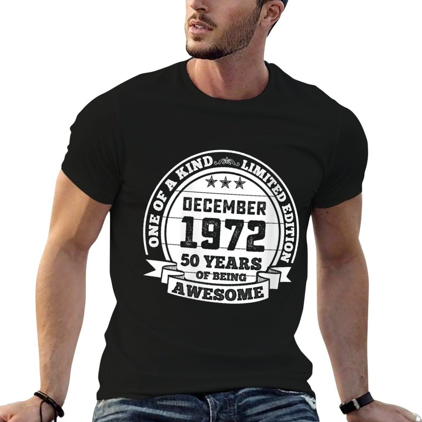 Womens December 1972 50th Birthday Gift 50 Years Of Being Awesome Vintage-inspired T-Shirt