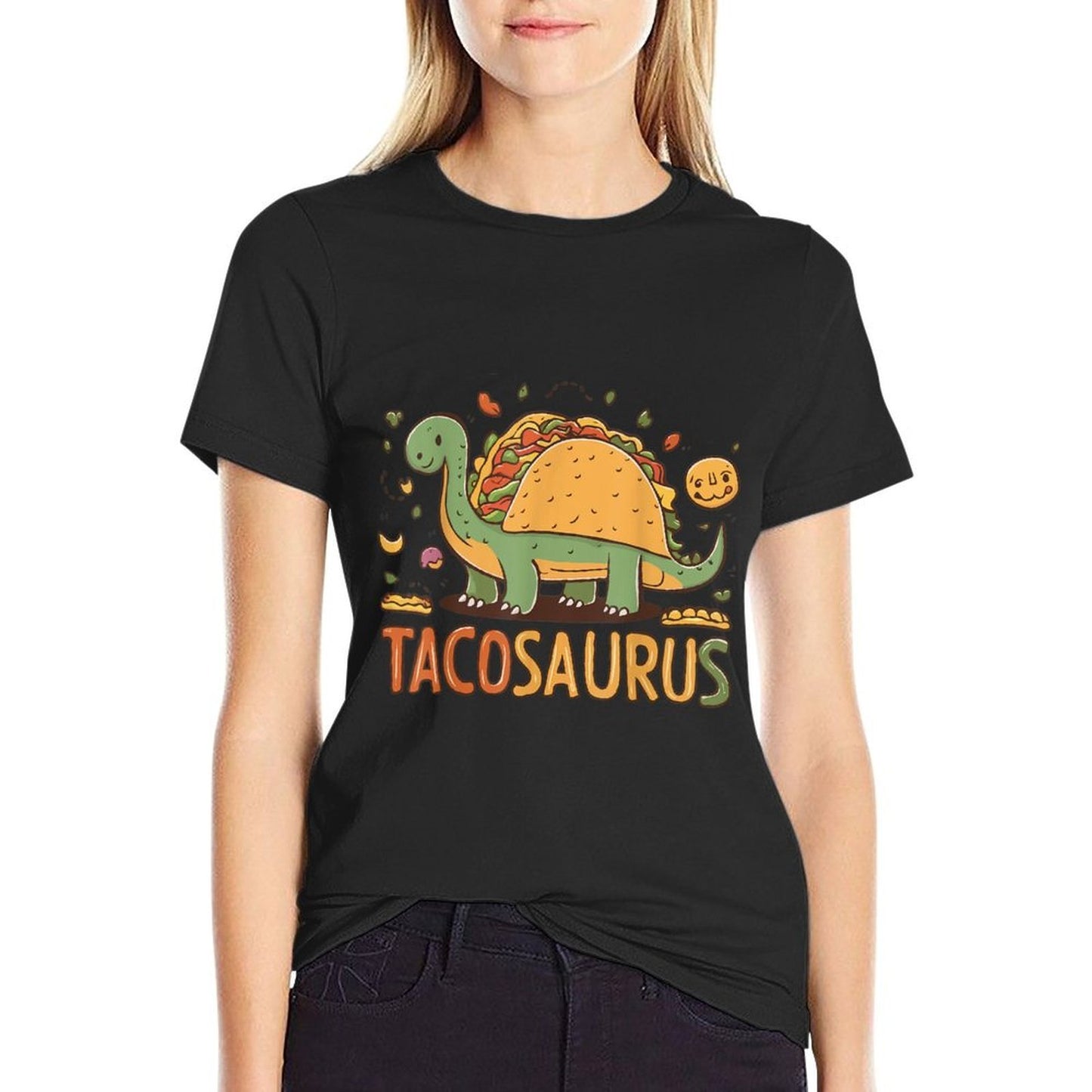 Tacosaurus Taco Dinosaur Dino Funny Cinco De Mayo Mexican Ribbed Collar T-Shirt