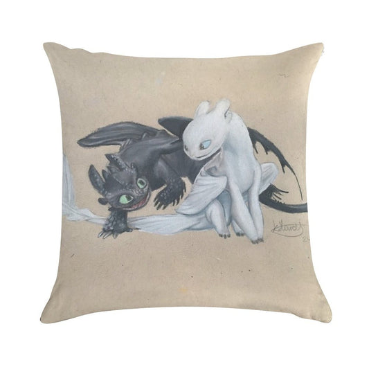Toothless And Lightfury Soft Skin-Friendly Throw Pillow