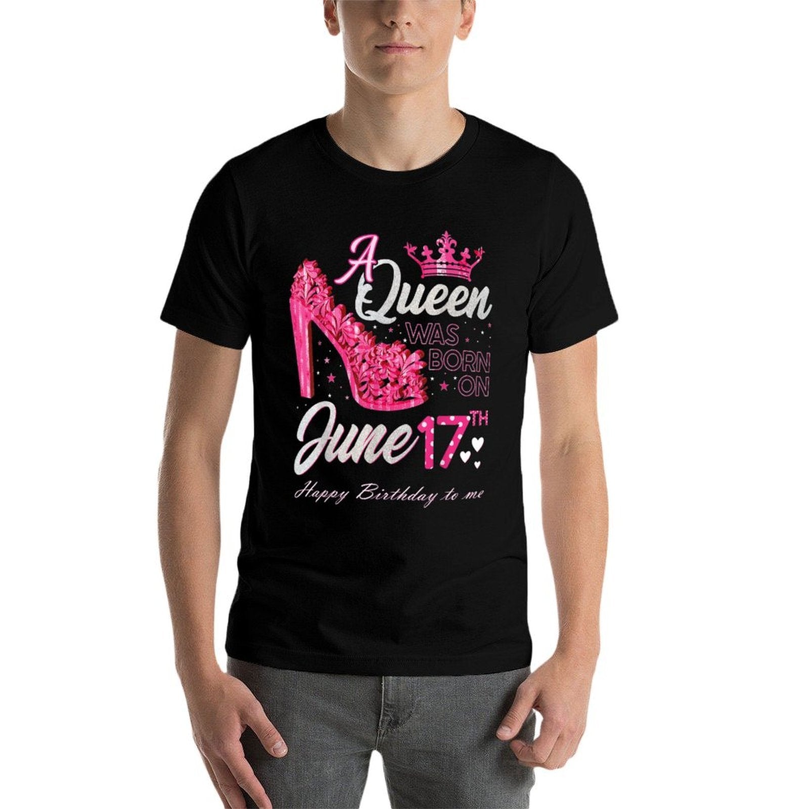 A Queen Was Born on June 17 High Heels June 17th Birthday  Vintage-inspired T-Shirt