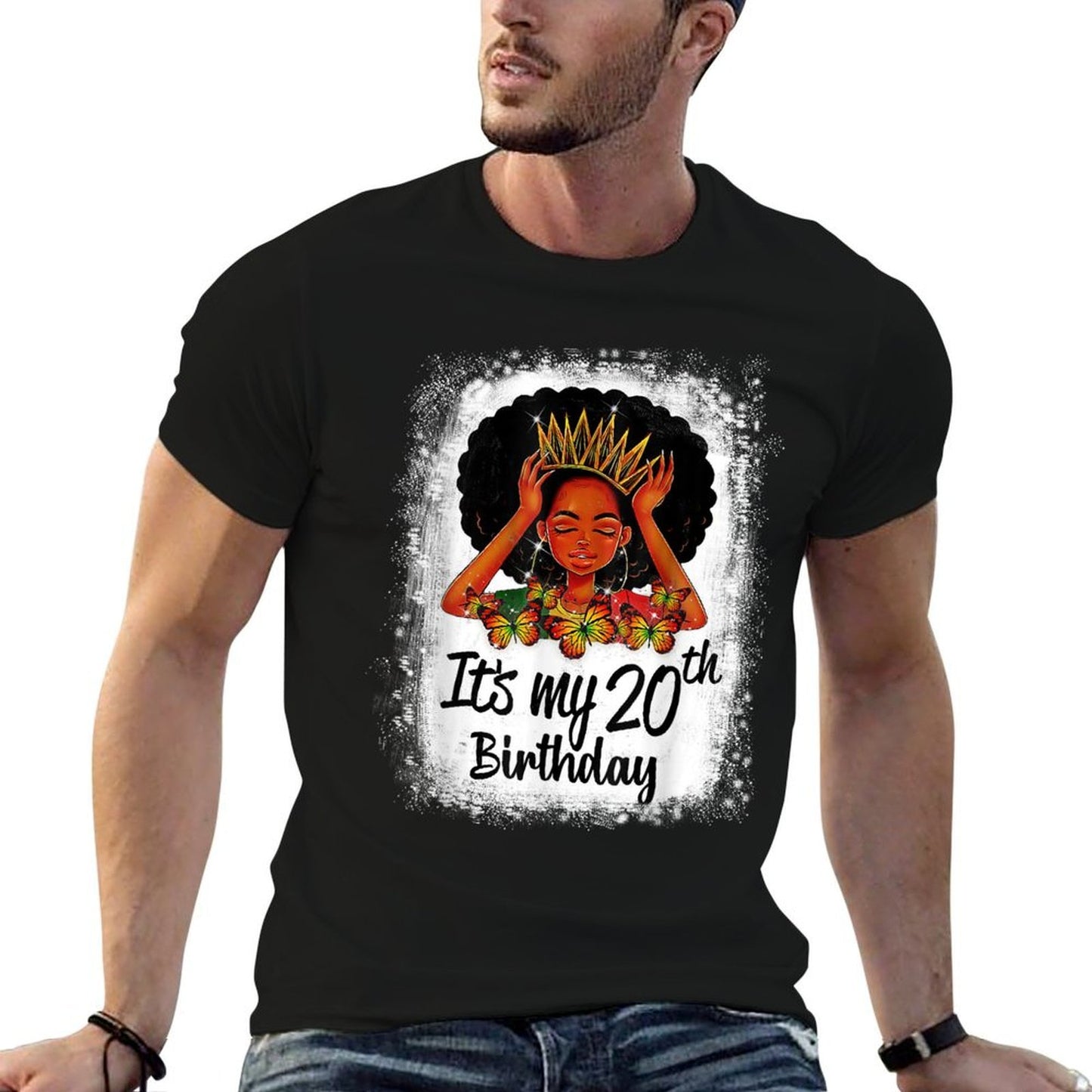 20 Years Old Black Melanin Women Girl It's My 20th Birthday Stretchy T-Shirt