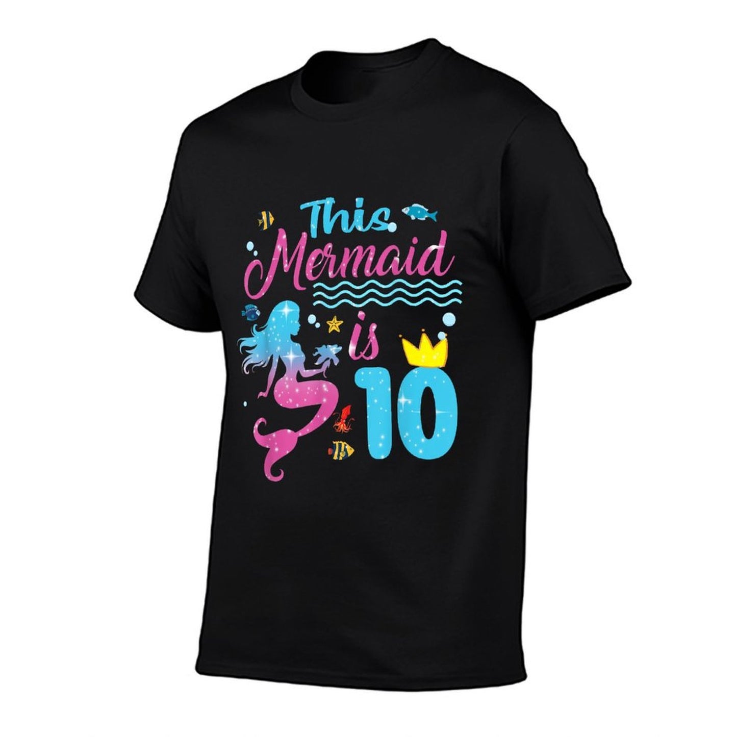 This Mermaid Is 10 Year Old Girls 10th Birthday Mermaid  Heathered Texture T-Shirt
