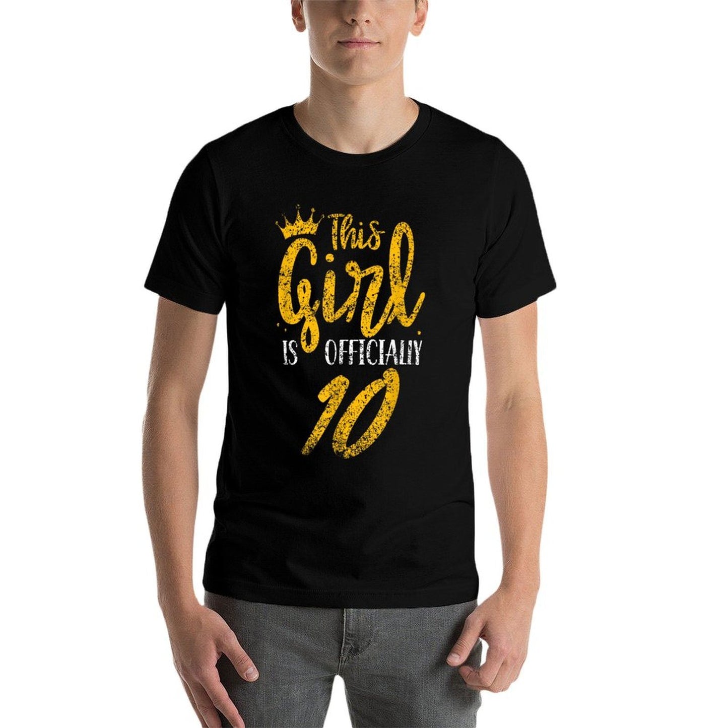 This Girl Is Officially 10 Years Birthday Old Age Her Ten  Summer-ready Fabric T-Shirt