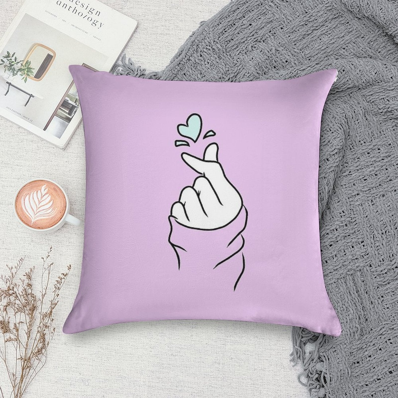 Cute Heart~ Pastel Purple Soft Durable Construction Throw Pillow