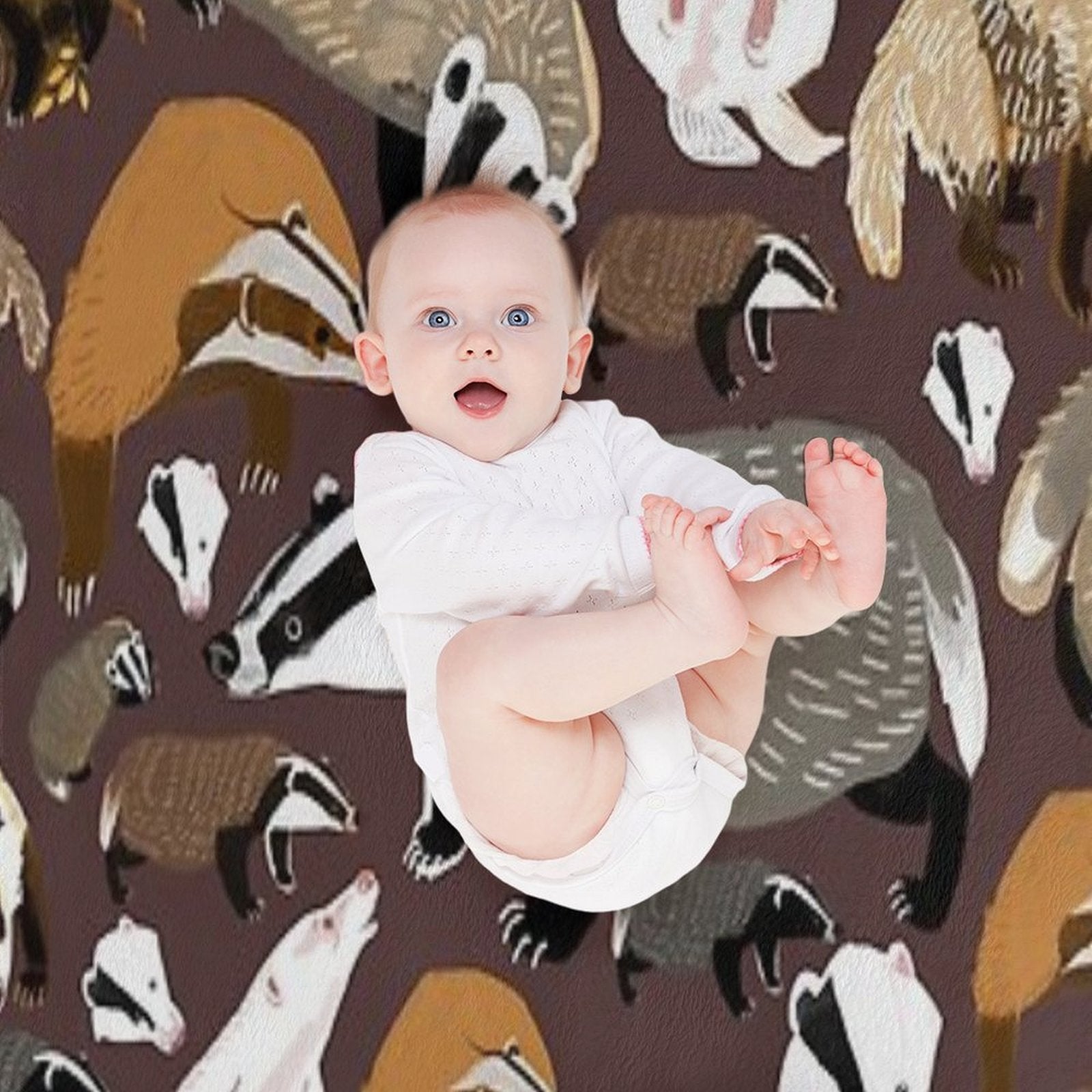 Eurasian Badgers Pattern Maroon Durable Throw Blanket